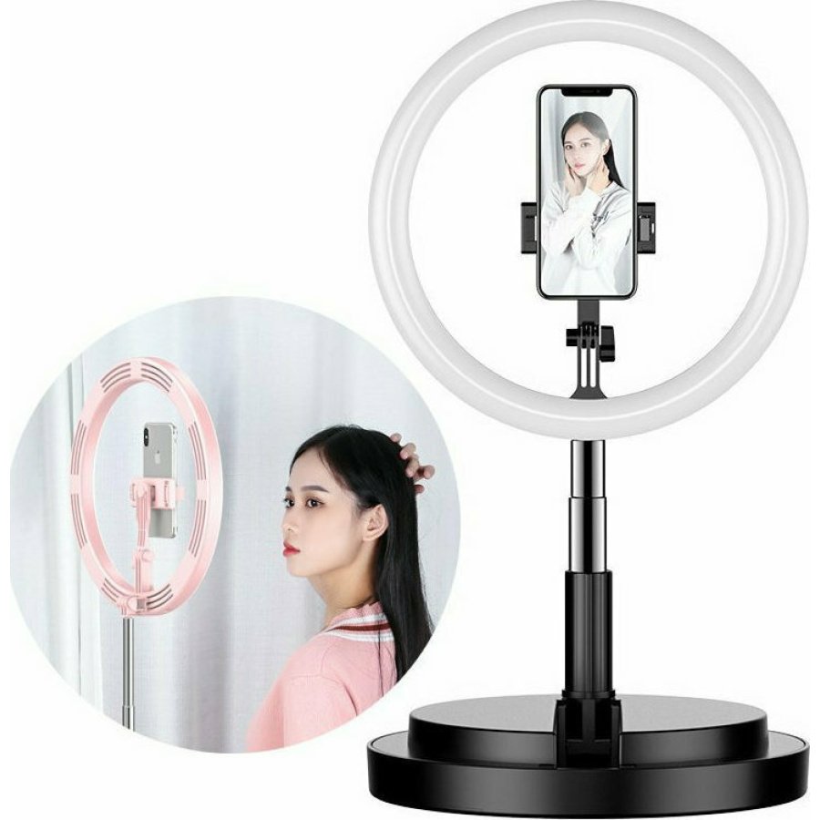 Hurtel Ring Light LED Selfie Ring Light Flash 29cm με Επιτραπέζια Βάση Στήριξης και Βάση για Κινητό Black - Image 2