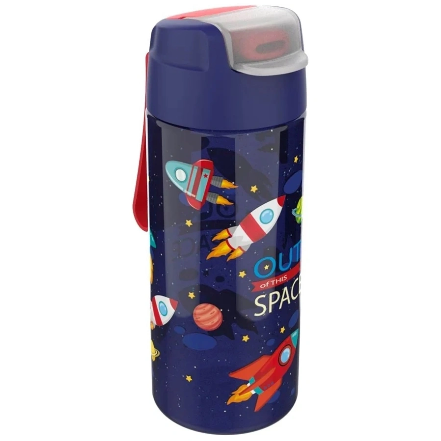 Lunch Buddies Πλαστικό Παγούρι με Καλαμάκι Out Of This Space σε Μπλε χρώμα 400ml - Image 2