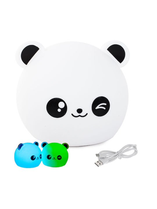 fixedratio_20230105115119_verk_group_fotaki_nyktos_led_panda_leyko_24078 Φωτάκι Νυκτός Panda Επαναφορτιζόμενο Λευκό με χρώματα RGB Διαστασεις 12Χ10Χ11,5 - Image 1