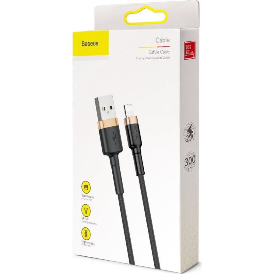 Baseus Cafule Braided USB to Lightning Cable Χρυσό 3m (CALKLF-RV1) - Image 5