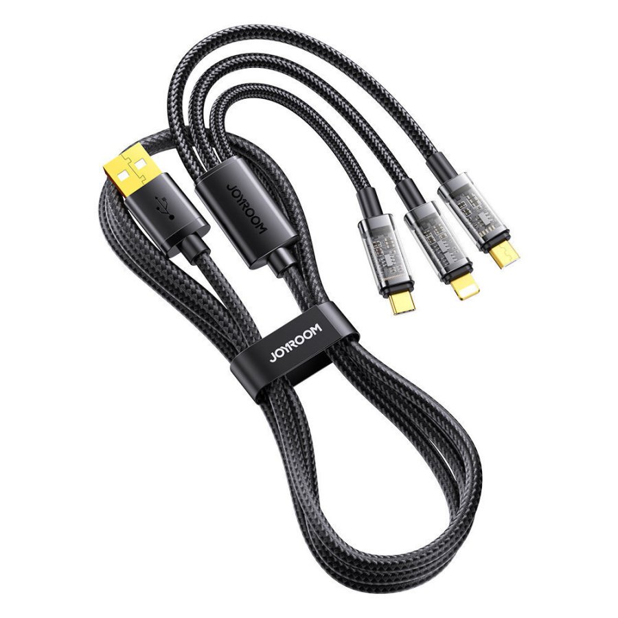 Joyroom Braided USB to Lightning / Type-C / micro USB Cable Μαύρο 1.2m (S-1T3015A5) - Image 5