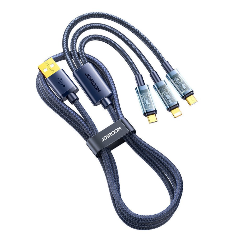 Joyroom Braided USB to Lightning / Type-C / micro USB Cable Μπλε 1.2m (S-1T3015A5) - Image 2