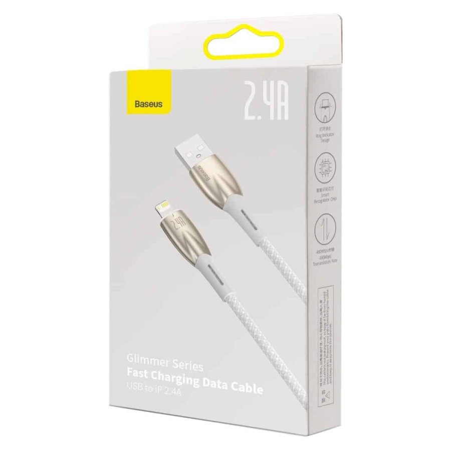 Baseus Glimmer Braided USB to Lightning Cable Λευκό 2m (CADH000302) - Image 3