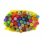 Μαρκαδόροι Ζωγραφικής με Διπλή Μύτη σε 48 Χρώματα με Υπέροχο κίτρινο τσαντάκι - Image 3