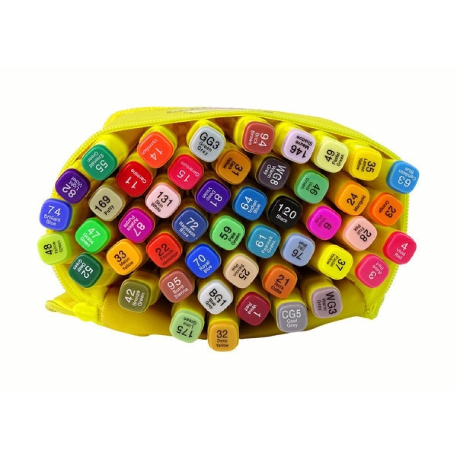 Μαρκαδόροι Ζωγραφικής με Διπλή Μύτη σε 48 Χρώματα με Υπέροχο κίτρινο τσαντάκι - Image 3