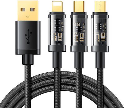 Joyroom Braided USB to Lightning / Type-C / micro USB Cable Μαύρο 1.2m (S-1T3015A5) - Image 1