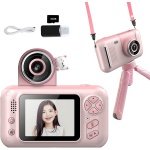 Ψηφιακή Παιδική Κάμερα S9 με Τρίποδο - Ροζ 40MP - Image 4