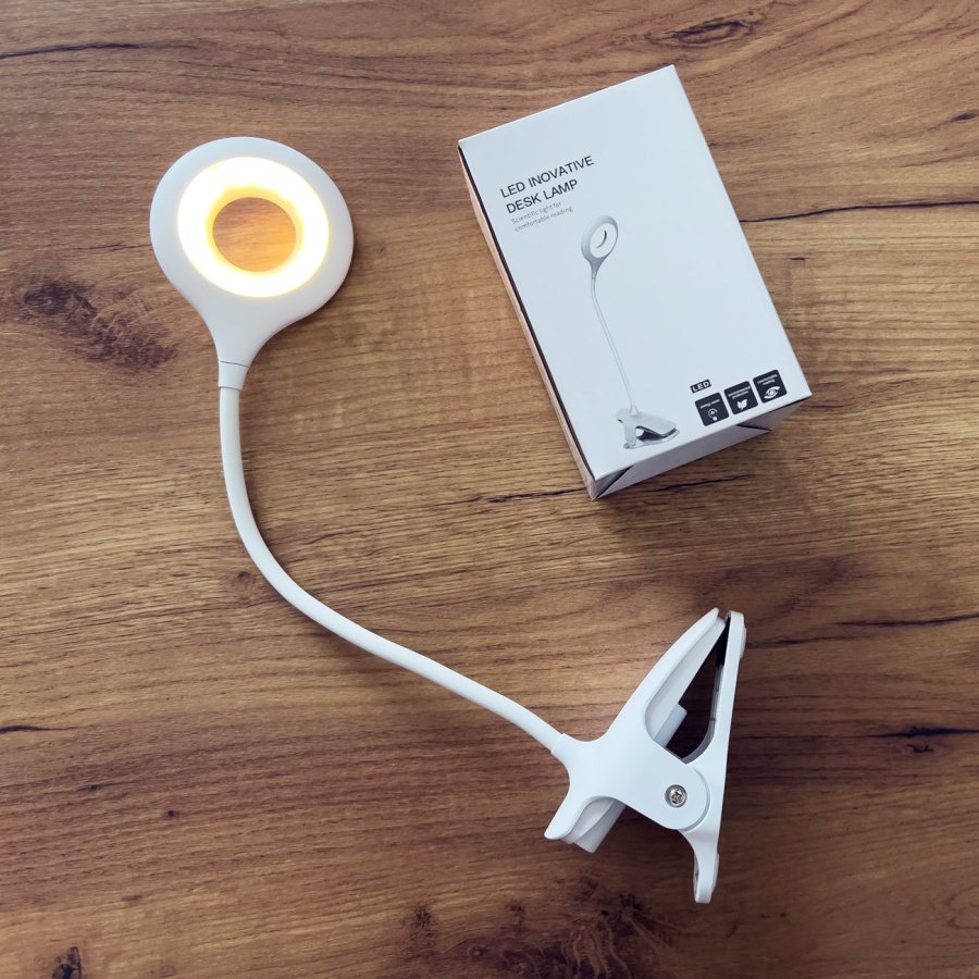 Hurtel LED reading lamp with clip + white micro USB cable Λευκό - Image 12
