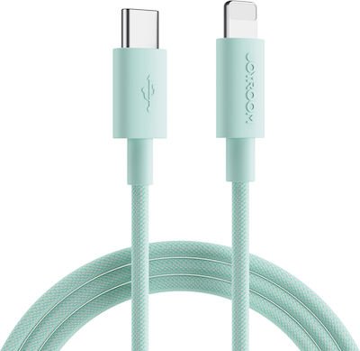 xlarge_20220317122813_joyroom_s_02524m13_braided_usb_2_0_cable_usb_c_male_lightning_prasino_0_25m Joyroom S-02524M13 Braided USB-C to Lightning Cable 20W Πράσινο 0.25m - Image 1