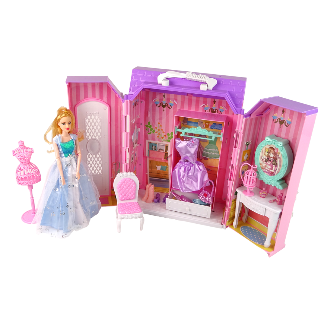 Κουκλόσπιτο Γκαρνταρόμπα Καθρέφτης κούκλας με μπαταρίες στη θήκη 3+ - Image 9