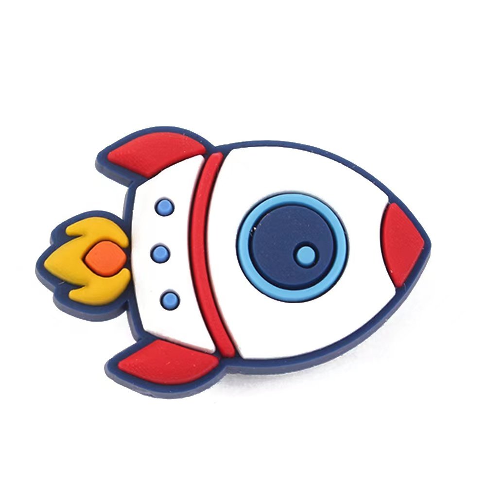 01 (2) Αξεσουάρ για Διακόσμηση Παπουτσιών Crocs σχέδιο Πύραυλος Άσπρος Κόκκινος Μια Φλόγα - Image 1