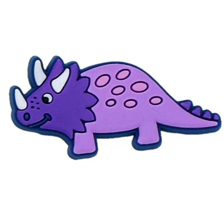01 (4) Αξεσουάρ για Διακόσμηση Παπουτσιών Crocs σχέδιο Τρικεράτοπας Μωβ Δεινόσαυρος - Image 1
