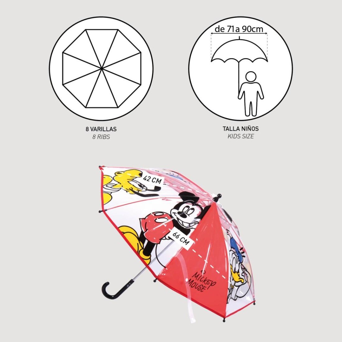 Cerda Παιδική Ομπρέλα Μπαστούνι Mickey - Image 6