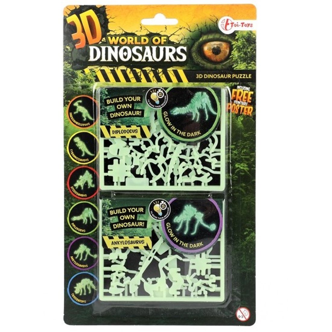 Ο Κόσμος των Δεινοσαύρων 3D puzzle Φωσφοριζέ 3 Σχέδια 16x29cm - Image 6