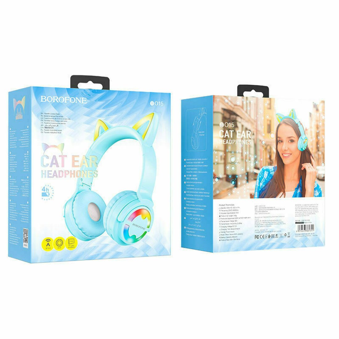 Borofone BO15 Cat Ear Ασύρματα On Ear Ακουστικά με 4 ώρες Λειτουργίας Γαλάζιο - Image 4