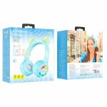 Borofone BO15 Cat Ear Ασύρματα On Ear Ακουστικά με 4 ώρες Λειτουργίας Γαλάζιο - Image 4