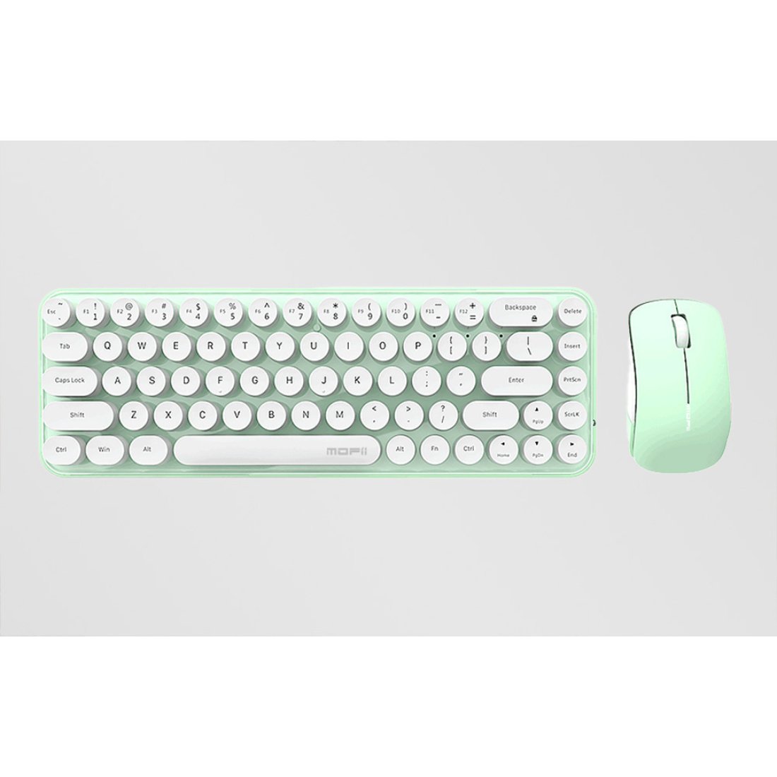 MOFII Bean Ασύρματο Σετ Πληκτρολόγιο & Ποντίκι Αγγλικό US White-Green - Image 6