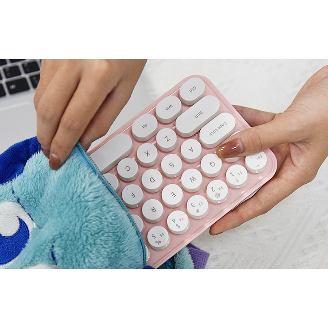 MOFII Bean Ασύρματο Σετ Πληκτρολόγιο & Ποντίκι Αγγλικό US White-Pink - Image 2