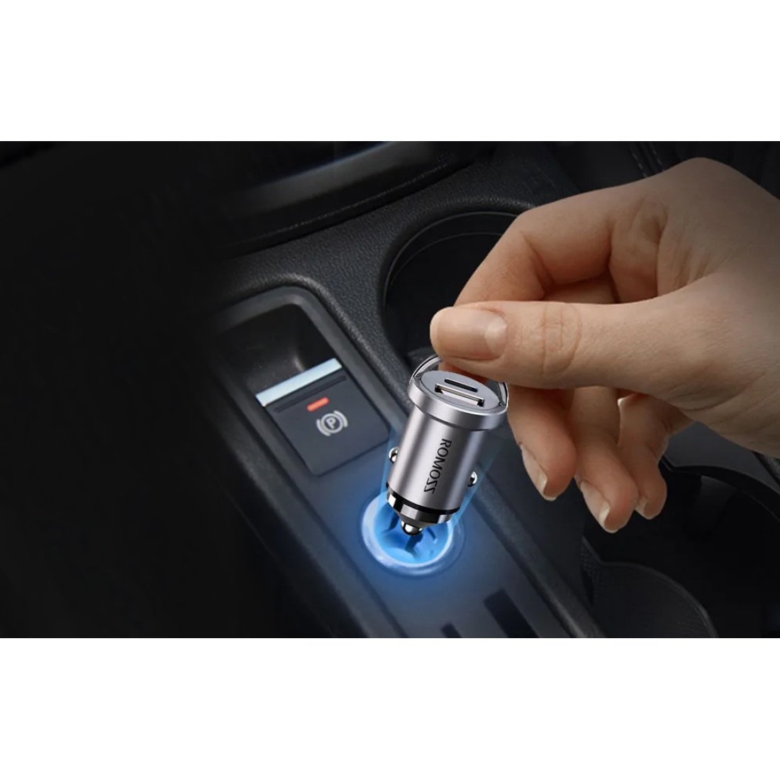 Romoss Φορτιστής Αυτοκινήτου Ασημί με Θύρες: 1xUSB 1xType-C μαζί με Καλώδιο - Image 3