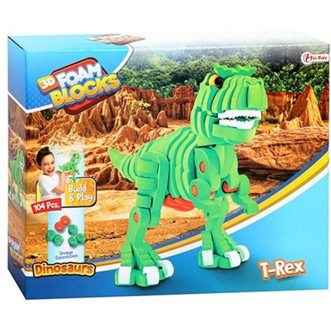 3D Τρισδιάστατο Παζλ από Αφρό Δεινόσαυρος T-REX 104pcs 26x31,5cm Toi-Toys - Image 2