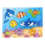 Ξύλινο Παιδικό Puzzle Σφηνώματα Θαλάσσια Ζώα 7pcs για 1+ Ετών