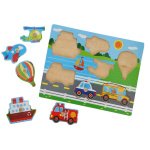 Ξύλινο Παιδικό Puzzle Σφηνώματα Οχήματα 7pcs για 1+ Ετών