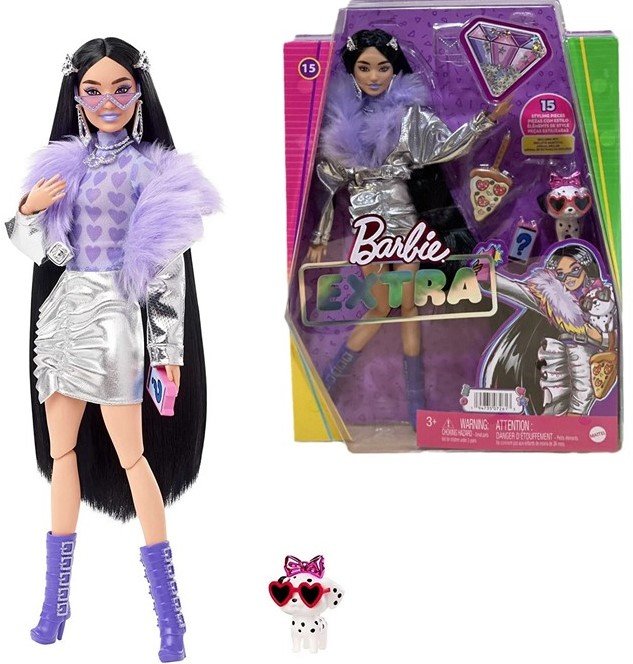 barbie-extra-pop-styling-toebehoren-plus-dier-24x33cm (1) Mattel Κούκλα Barbie Extra Purple Fur & Purple Boots για 3+ Ετών - Image 1