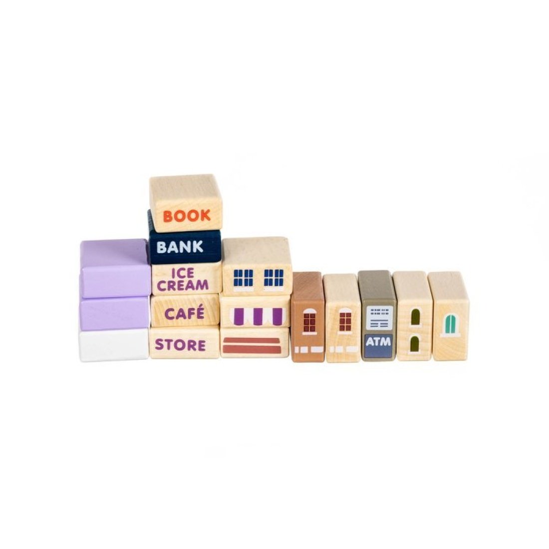 Σετ Ξύλινα Τουβλάκια με Παζλ 54 x 42 cm 115 τμχ Wooden Blocks City 3+ - Image 15