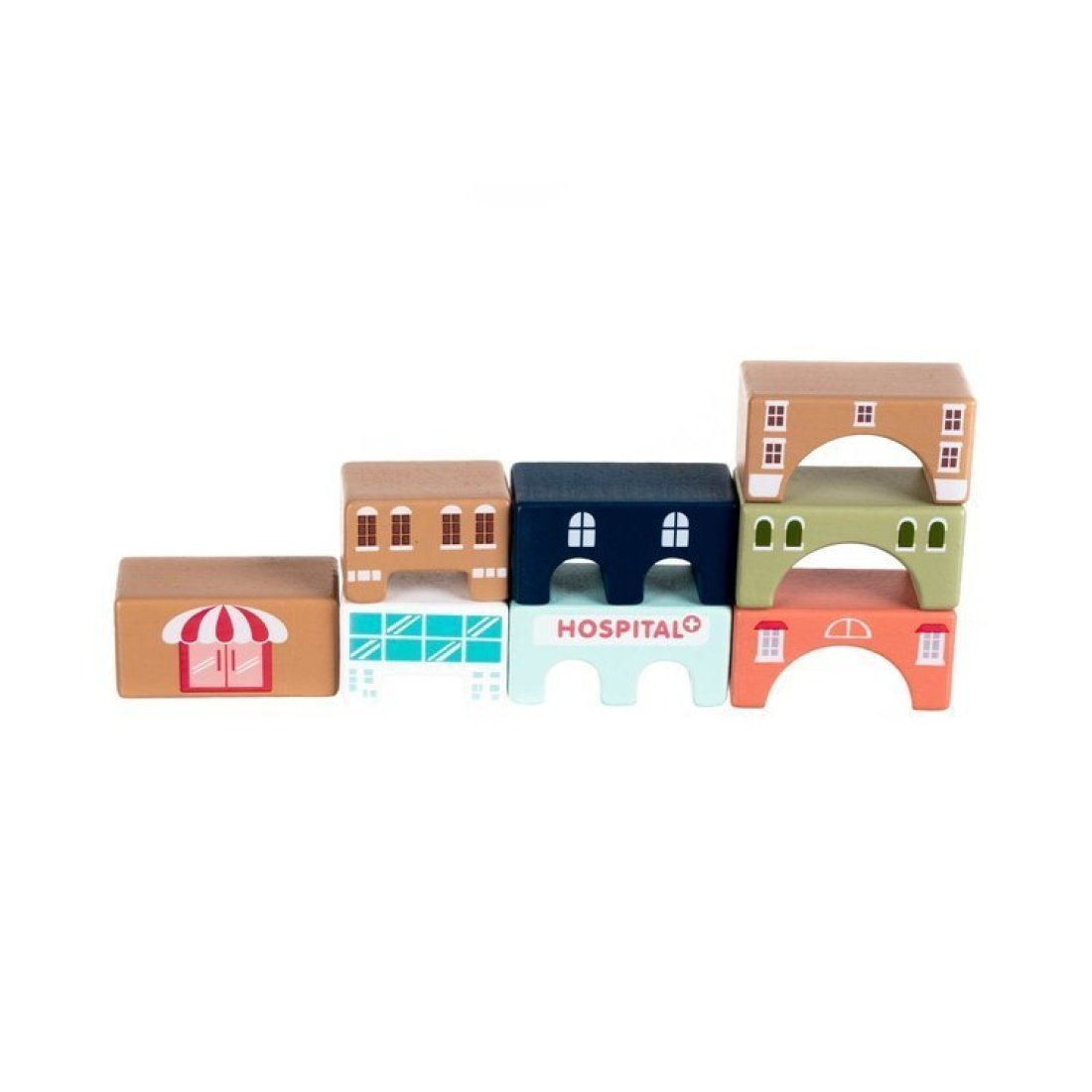Σετ Ξύλινα Τουβλάκια με Παζλ 54 x 42 cm 115 τμχ Wooden Blocks City 3+ - Image 18