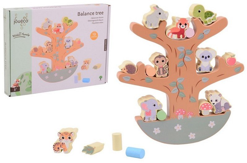 joueco-the-wildies-family-houten-balanceer-boom-21x28x3cm Joueco Δέντρο Ισορροπίας από Ξύλο για 3+ Μηνών - Image 1