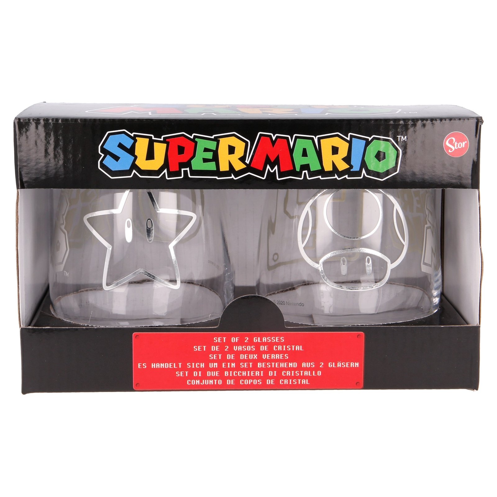 01376_A Stor Super Mario Σετ Ποτήρια Νερού από Γυαλί 510ml 2τμχ - Image 1