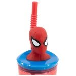 Stor - Παιδικό Ποτήρι Spiderman 3D με Καπάκι και Καλαμάκι 360ml Πλαστικό - Image 2