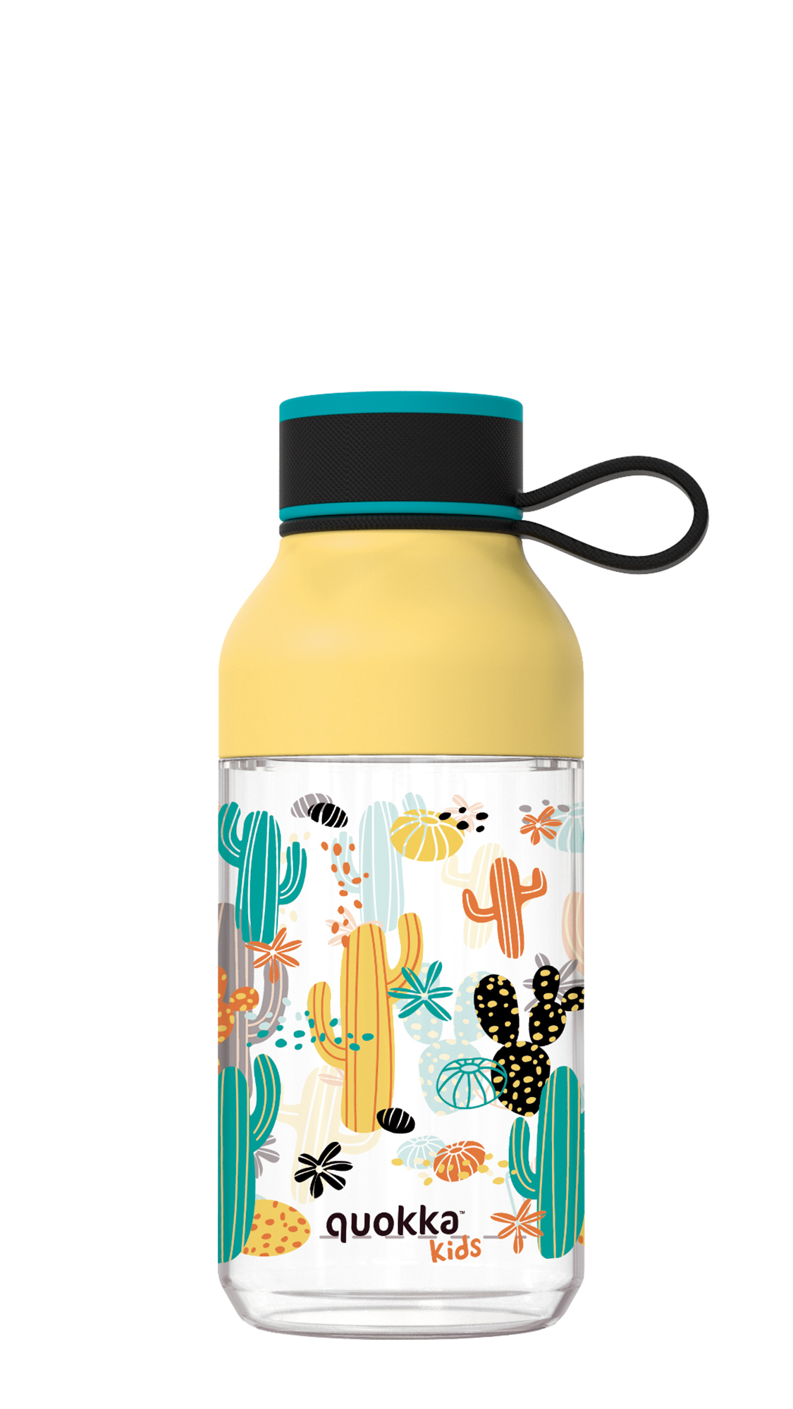 quokka-kids-botella-ecozen-ice-con-colgador-cactus-430-ml Quokka Πλαστικό Παγούρι Ice Kids Cactus σε Κίτρινο χρώμα 430ml - Image 1
