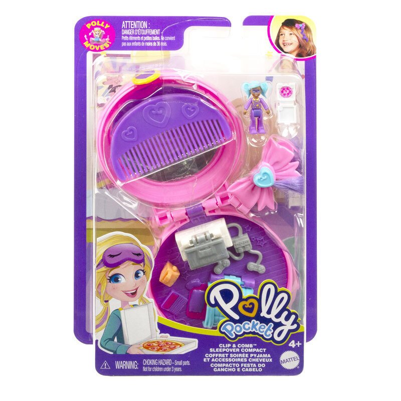 20231113151243_mattel_paichnidi_miniatoura_polly_pocket_gvm25_ja11 Mattel Polly Pocket Mini – Ο Κόσμος Της Polly Με Χτένα και Κλιπ για τα Μαλλιά Birthday Compact Playset Ροζ) - Image 1