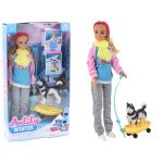 Anlily Doll Κούκλα με Σκύλο Husky Έλκηθρο Χειμερινή Ένδυση