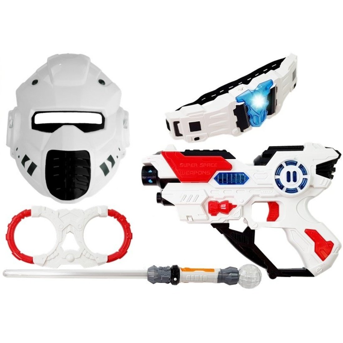 Σετ διαστημικό σπαθί, μάσκα όπλο ζώνη και Χειροπέδες με φως και ήχο, ηλικία 3+ Άσπρο - Image 2