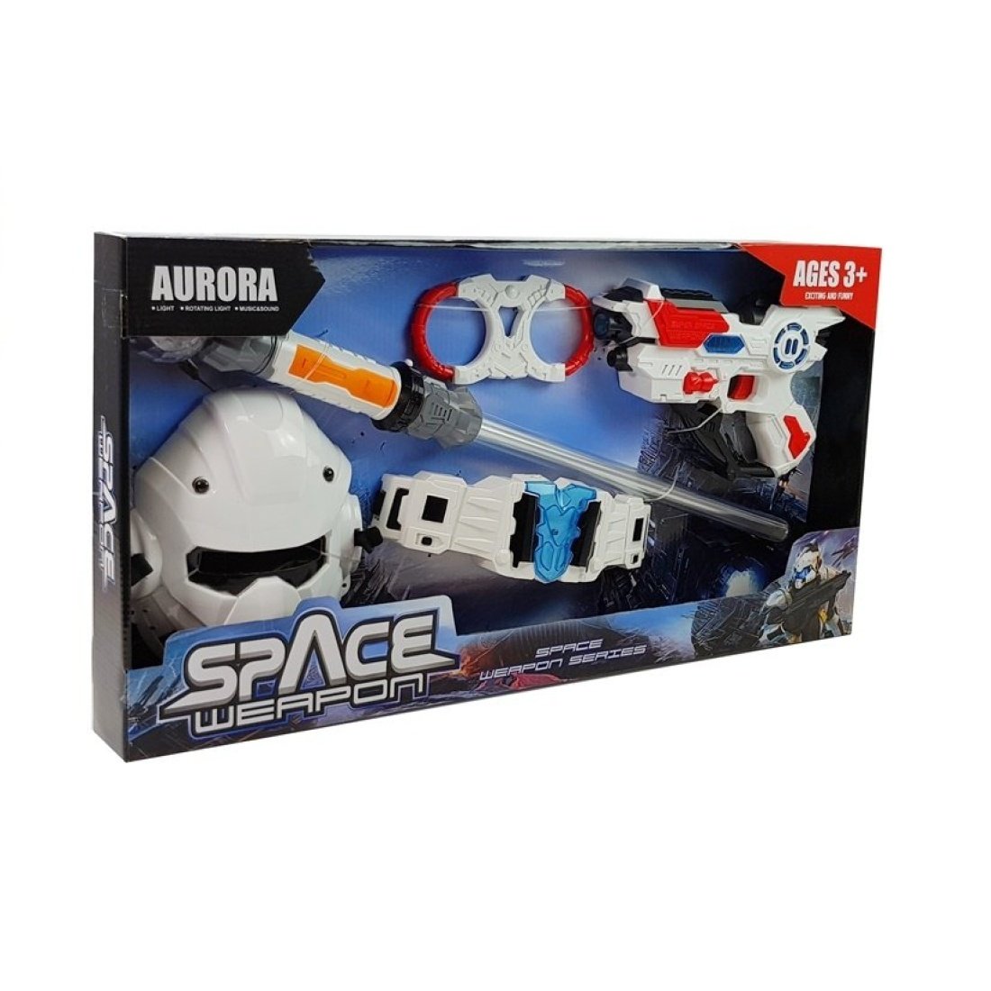 Σετ διαστημικό σπαθί, μάσκα όπλο ζώνη και Χειροπέδες με φως και ήχο, ηλικία 3+ Άσπρο - Image 5