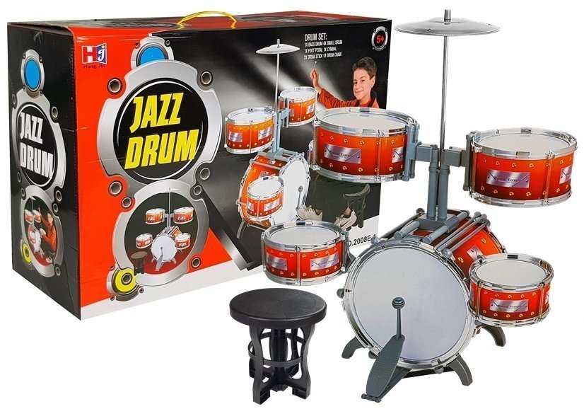 eng_pl_Kids-Childrens-Jazz-Drum-Set-5-Drums-Stool-Instrument-Music-Toy-472_5 Σετ Ντραμς Με Τύμπανα, Πιατίνι και Σκαμπό Kruzzel - Image 1