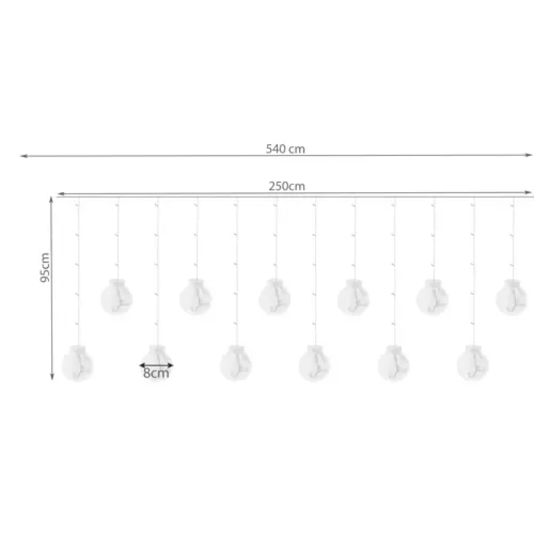 108 Λαμπάκια Μπάλες LED Θερμό Λευκό USB τύπου Κουρτίνα Iso Trade - Image 6