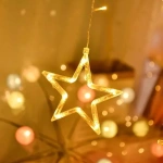 Αστέρια και Φεγγάρια Λαμπάκια 138  LED Θερμό Λευκό USB τύπου Κουρτίνα - Image 4