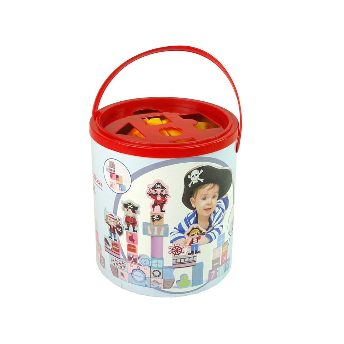 Ξύλινα Εκπαιδευτικά Τουβλάκια Κάστρο Πειρατών Σετ σε Κουβά για 3+ Ετών 46τμχ - Image 2