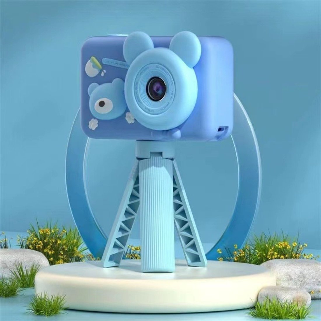 Ψηφιακή φωτογραφική μηχανή Ποντίκι για παιδιά D32 Με Τρίποδο Μπλε - Image 4