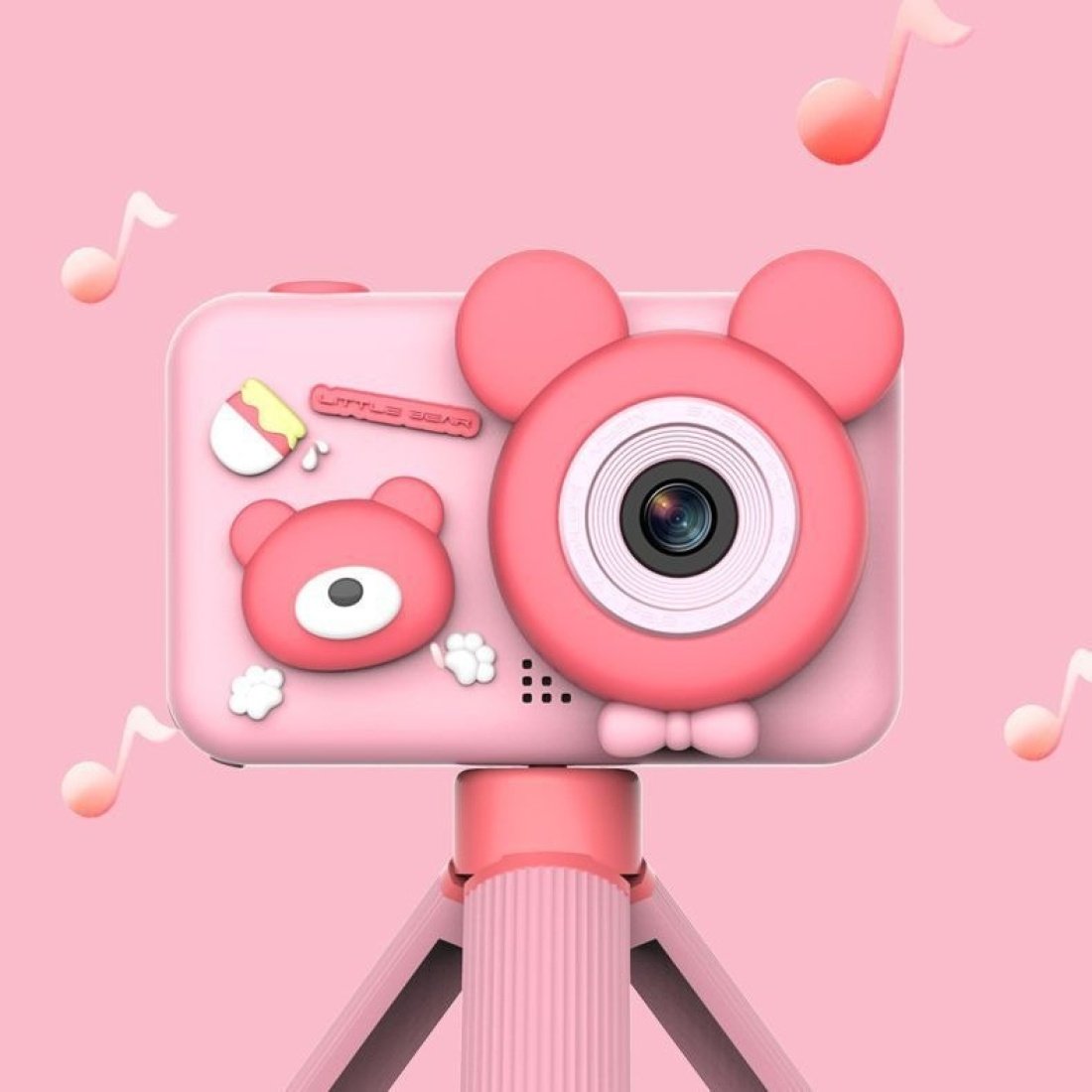 Ψηφιακή φωτογραφική μηχανή Ποντίκι για παιδιά D32 Με Τρίποδο Ροζ - Image 4