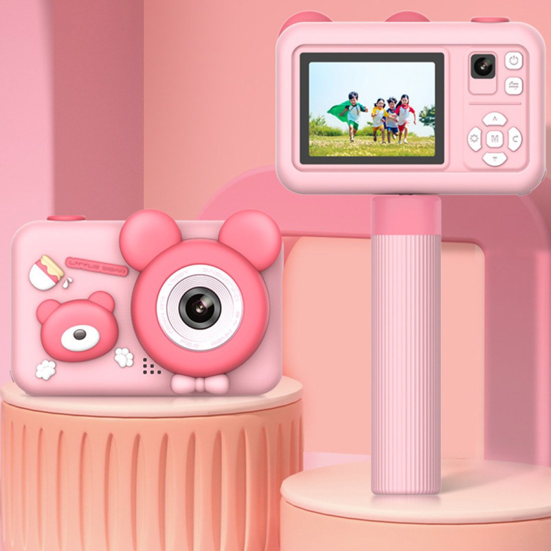 Ψηφιακή φωτογραφική μηχανή Ποντίκι για παιδιά D32 Με Τρίποδο Ροζ - Image 3
