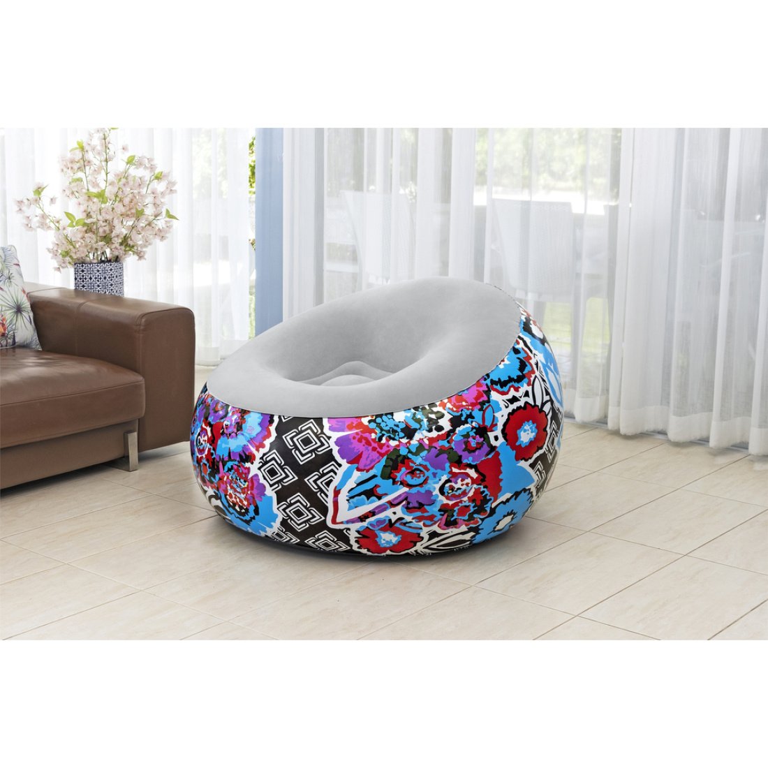 Bestway® Φουσκωτή Πουφ Πολυθρόνα - Κάθισμα  Inflate A Chair Floral 112 x 112 x 66 cm - Image 4
