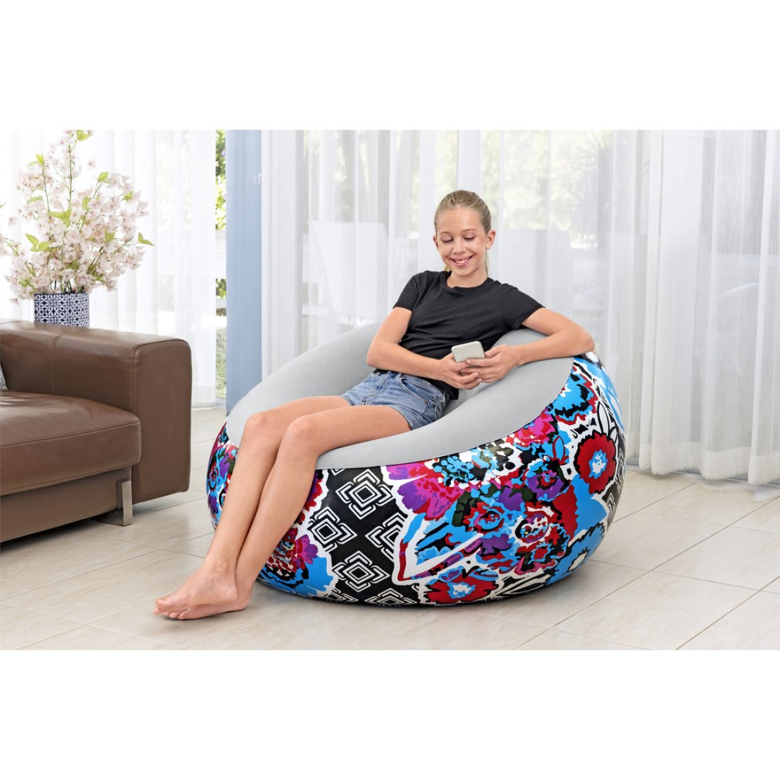 Bestway® Φουσκωτή Πουφ Πολυθρόνα - Κάθισμα  Inflate A Chair Floral 112 x 112 x 66 cm - Image 3