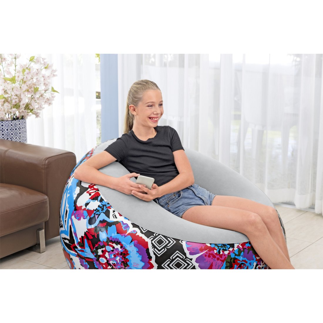 Bestway® Φουσκωτή Πουφ Πολυθρόνα - Κάθισμα  Inflate A Chair Floral 112 x 112 x 66 cm - Image 8