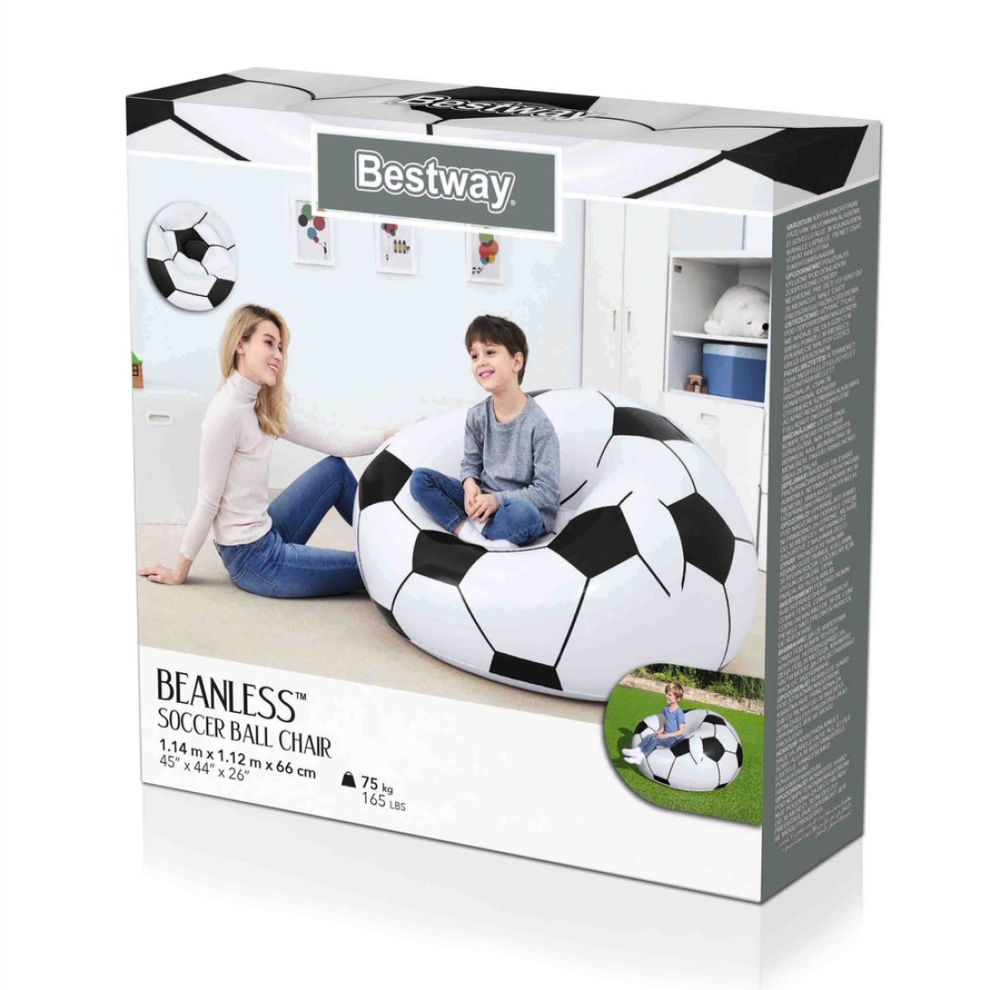 Bestway® Φουσκωτή Πουφ Πολυθρόνα - Κάθισμα σε Σχήμα Ποδοσφαιρικής Μπάλας 114x112x66cm - Beanless Soccer Ball Chair 75010 - Image 6
