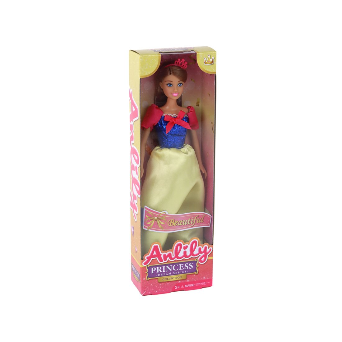 Παιδική Κούκλα Anlily Princess Μακριά Σκούρα Μαλλιά Κίτρινο Φόρεμα - Image 2