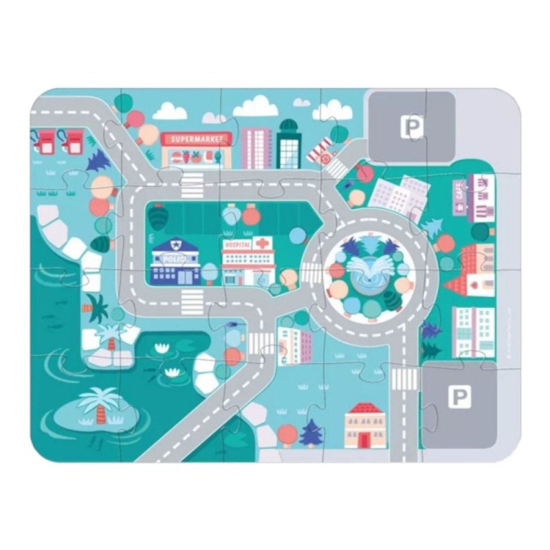 Ξύλινα Εκπαιδευτικά Τουβλάκια City Σετ σε Κουβά για 3+ Ετών 162τμχ - Image 2